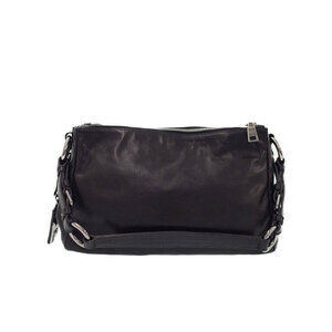 Prada strap Black leather shoulder soft luggage tag bag shoulder calf